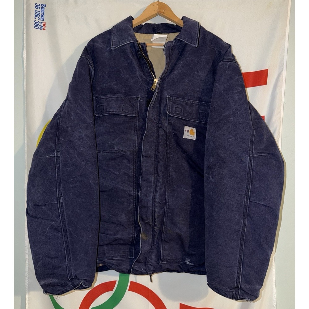 Carhartt FR Jacket Mens 2XL Navy Blue Insulated Cat 4 Workwear Flame Resistant